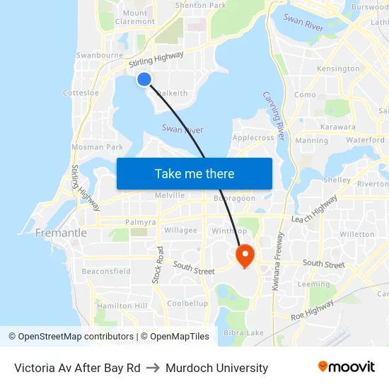 Victoria Av After Bay Rd to Murdoch University map