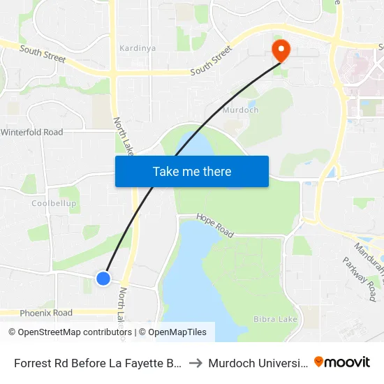 Forrest Rd Before La Fayette Bvd to Murdoch University map