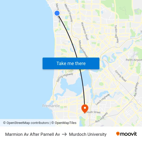 Marmion Av After Parnell Av to Murdoch University map