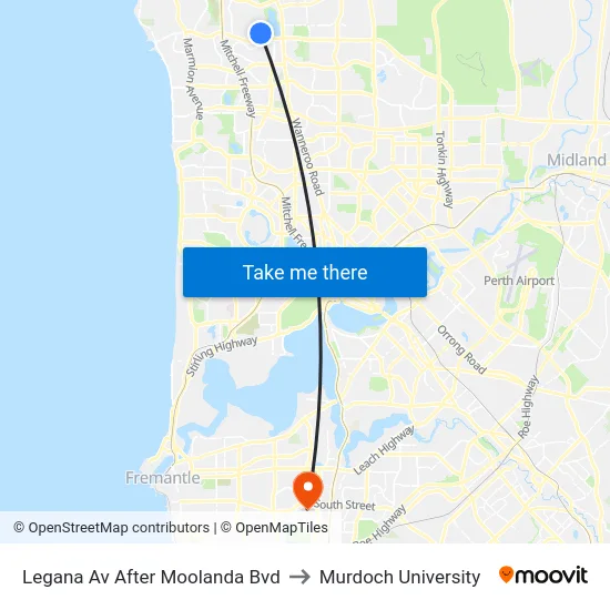 Legana Av After Moolanda Bvd to Murdoch University map