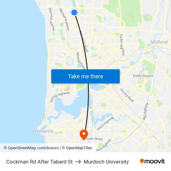 Cockman Rd After Tabard St to Murdoch University map