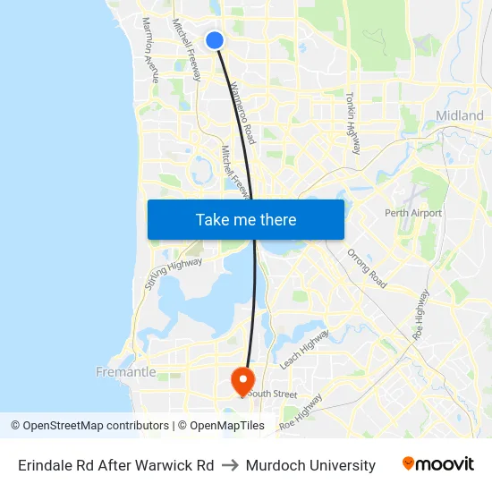 Erindale Rd After Warwick Rd to Murdoch University map