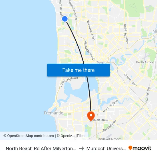 North Beach Rd After Milverton Av to Murdoch University map