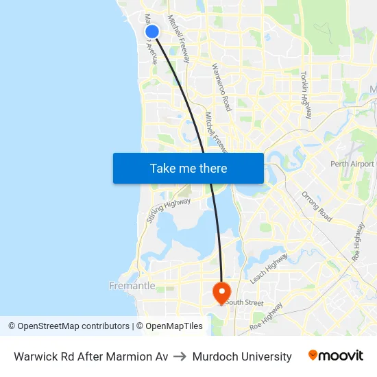 Warwick Rd After Marmion Av to Murdoch University map
