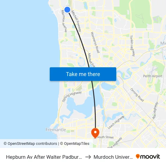 Hepburn Av After Walter Padbury Bvd to Murdoch University map