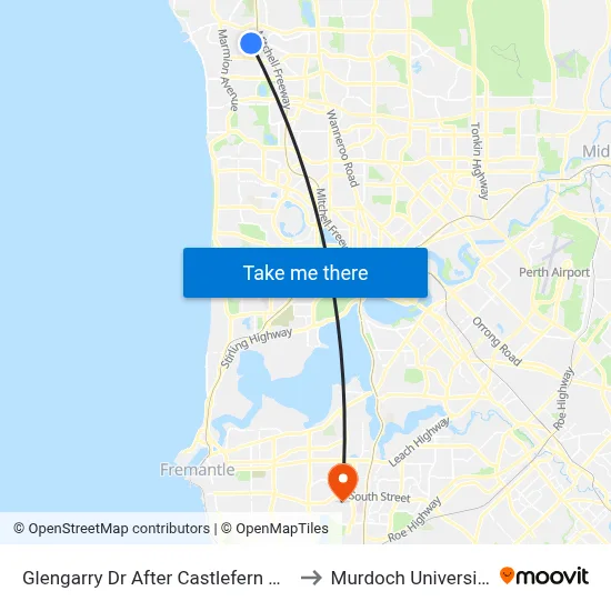 Glengarry Dr After Castlefern Wy to Murdoch University map