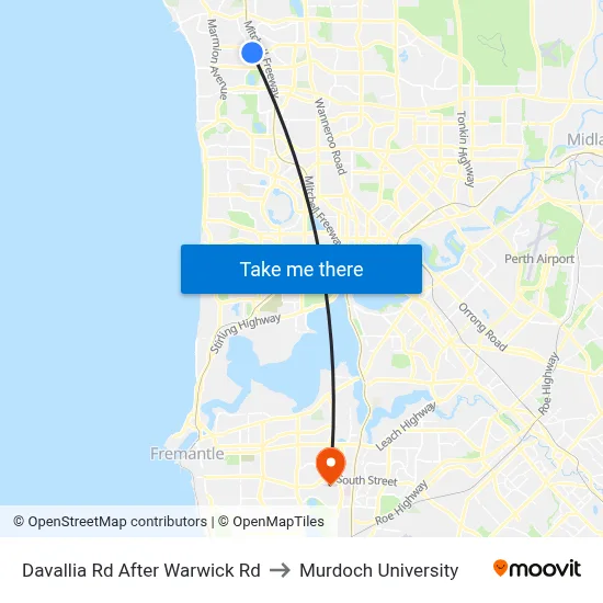 Davallia Rd After Warwick Rd to Murdoch University map