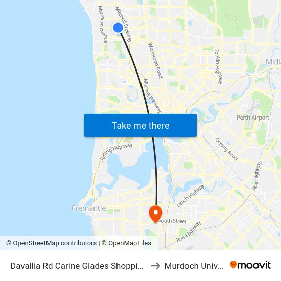 Davallia Rd Carine Glades Shopping Centre to Murdoch University map