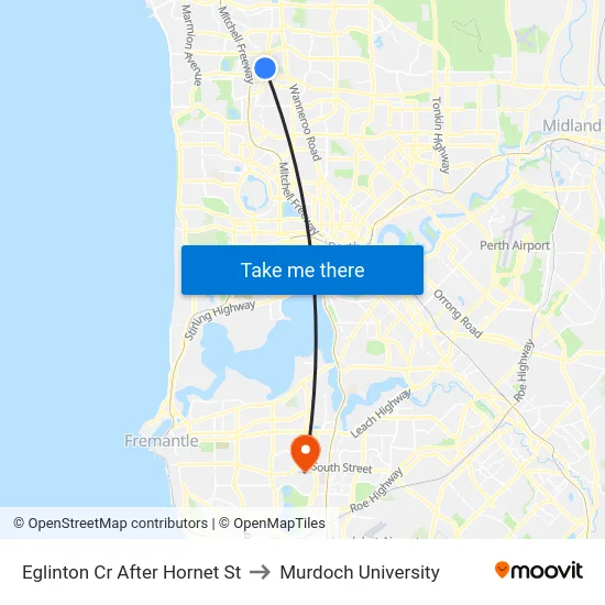 Eglinton Cr After Hornet St to Murdoch University map