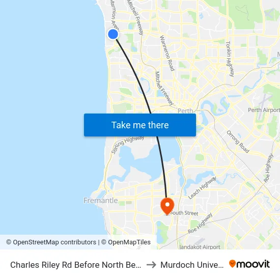 Charles Riley Rd Before North Beach Rd to Murdoch University map