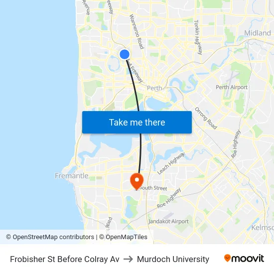 Frobisher St Before Colray Av to Murdoch University map