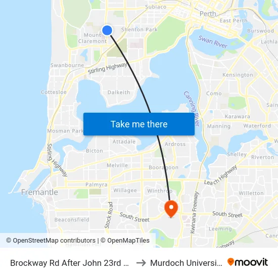Brockway Rd After John 23rd Av to Murdoch University map