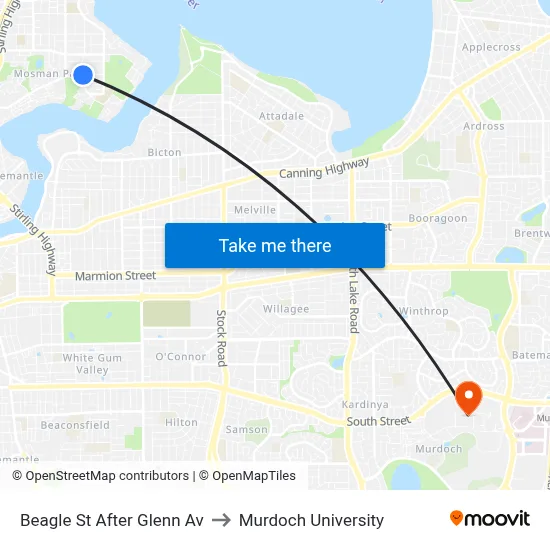 Beagle St After Glenn Av to Murdoch University map