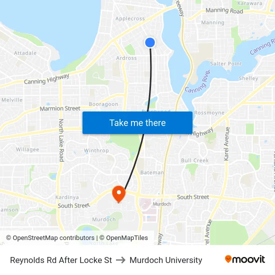 Reynolds Rd After Locke St to Murdoch University map