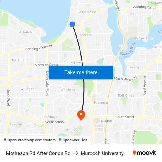 Matheson Rd After Conon Rd to Murdoch University map