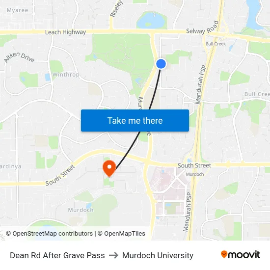 Dean Rd After Grave Pass to Murdoch University map