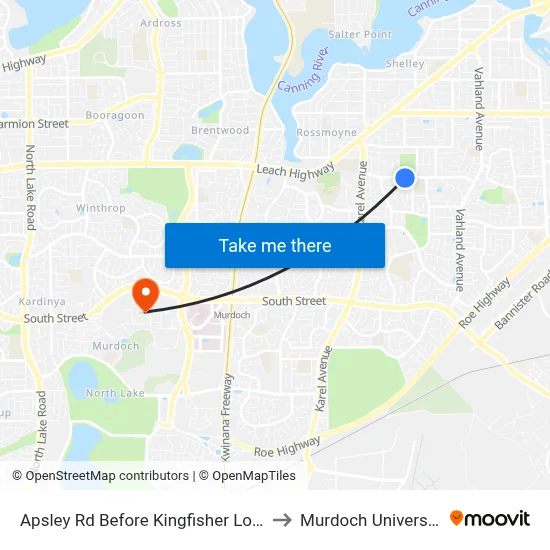 Apsley Rd Before Kingfisher Loop to Murdoch University map