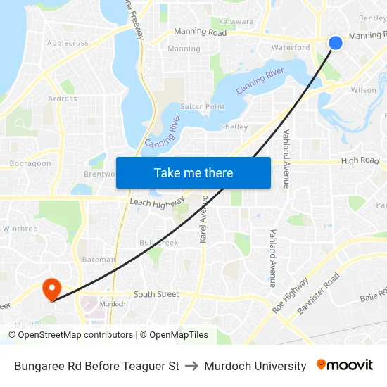 Bungaree Rd Before Teaguer St to Murdoch University map