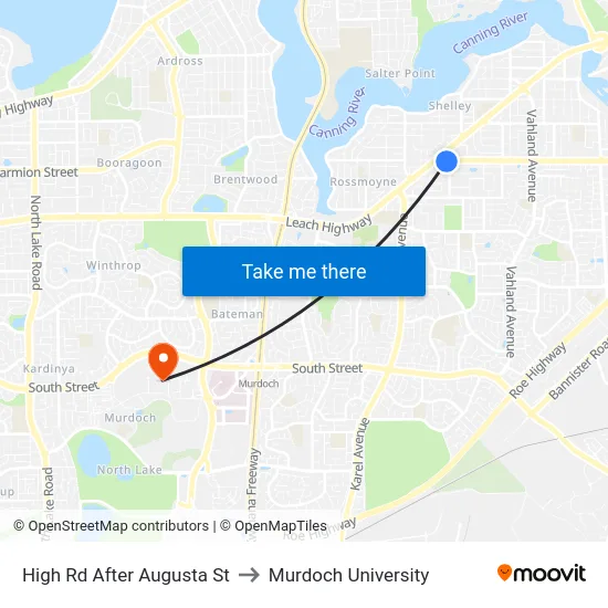 High Rd After Augusta St to Murdoch University map