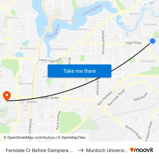 Ferndale Cr Before Dampiera Wy to Murdoch University map
