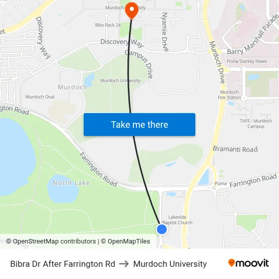 Bibra Dr After Farrington Rd to Murdoch University map