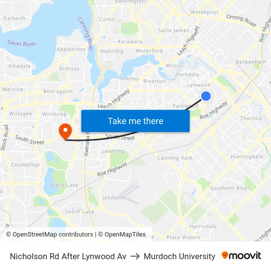 Nicholson Rd After Lynwood Av to Murdoch University map