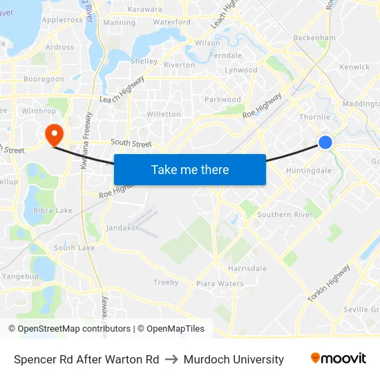 Spencer Rd After Warton Rd to Murdoch University map