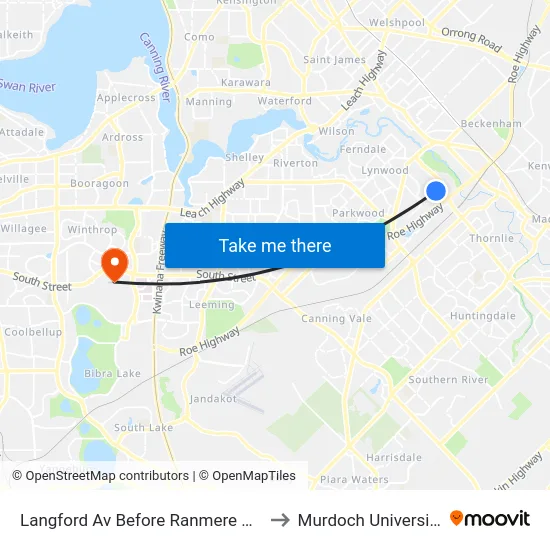 Langford Av Before Ranmere Wy to Murdoch University map