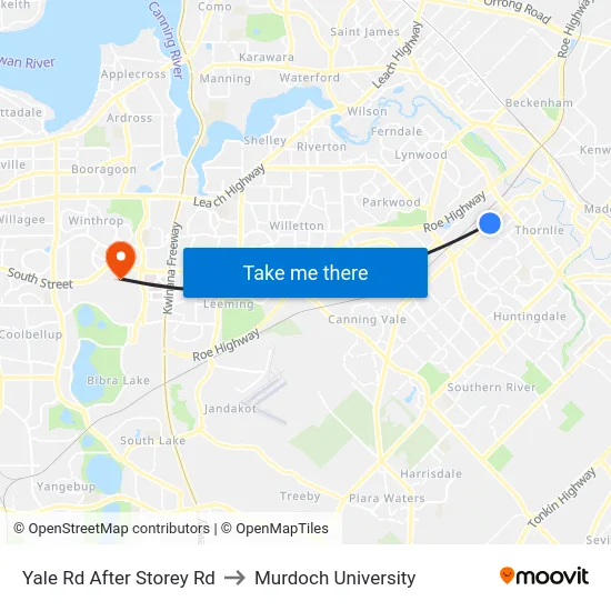Yale Rd After Storey Rd to Murdoch University map