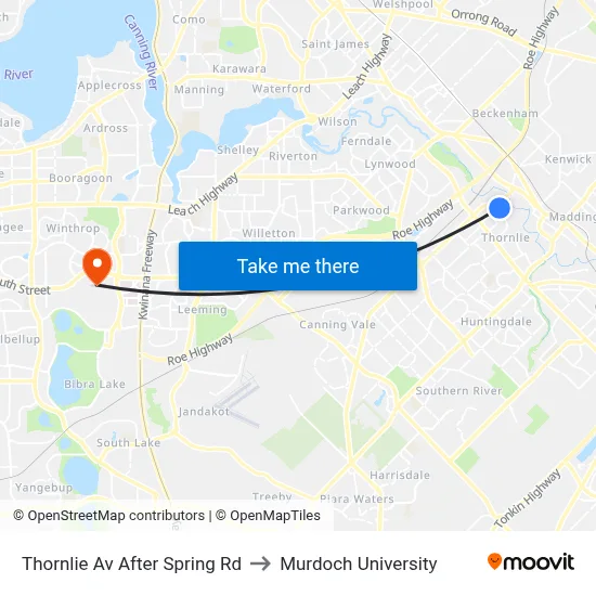 Thornlie Av After Spring Rd to Murdoch University map