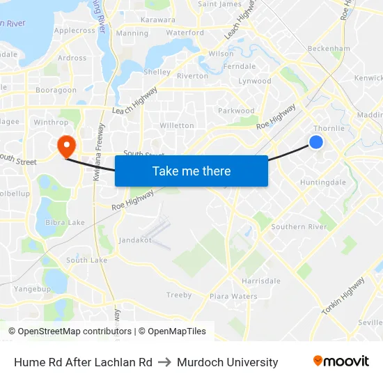 Hume Rd After Lachlan Rd to Murdoch University map