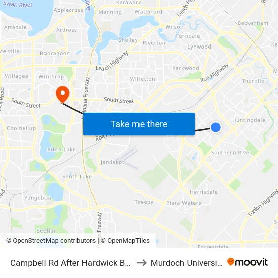 Campbell Rd After Hardwick Bvd to Murdoch University map