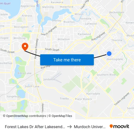 Forest Lakes Dr After Lakesend Rd to Murdoch University map