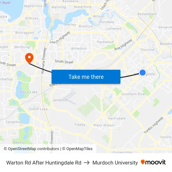 Warton Rd After Huntingdale Rd to Murdoch University map