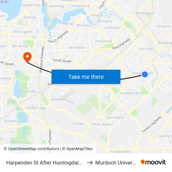 Harpenden St After Huntingdale Rd to Murdoch University map