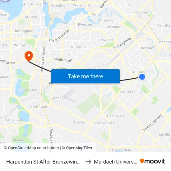 Harpenden St After Bronzewing St to Murdoch University map