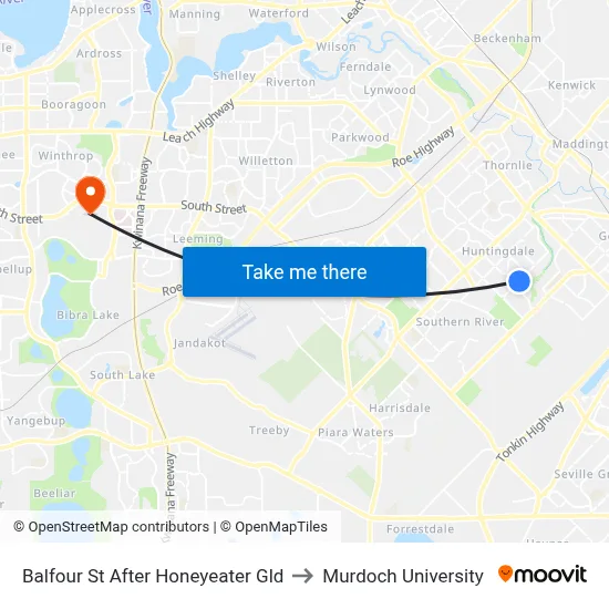 Balfour St After Honeyeater Gld to Murdoch University map
