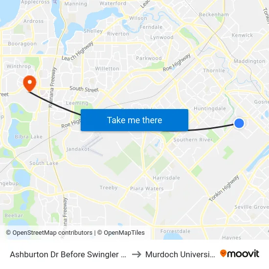Ashburton Dr Before Swingler St to Murdoch University map