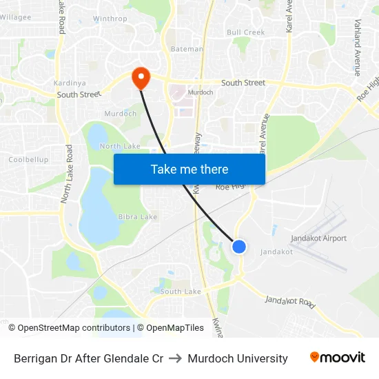 Berrigan Dr After Glendale Cr to Murdoch University map