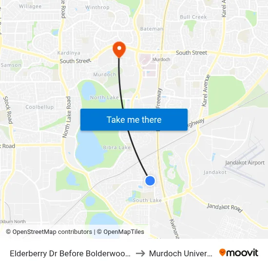 Elderberry Dr Before Bolderwood Dr to Murdoch University map