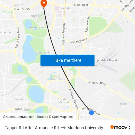 Tapper Rd After Armadale Rd to Murdoch University map