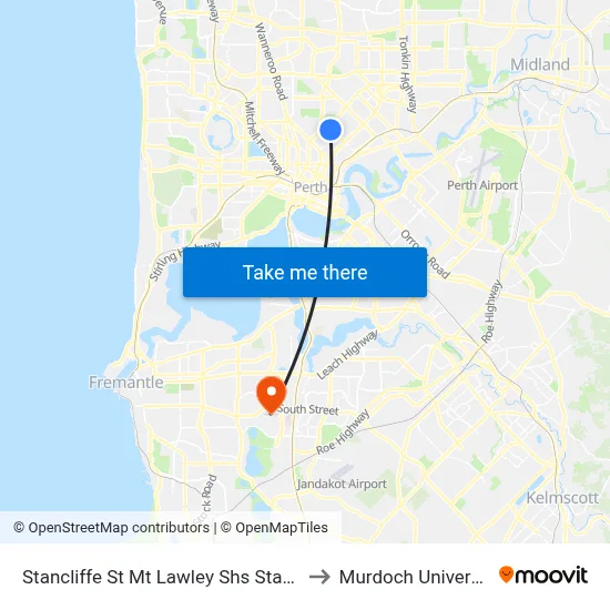 Stancliffe St Mt Lawley Shs Stand 1 to Murdoch University map
