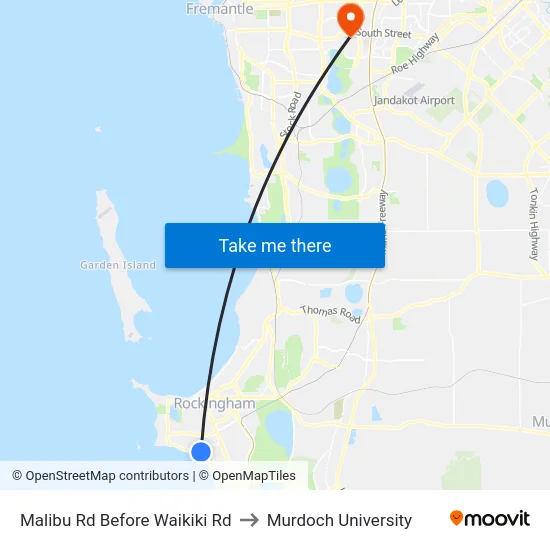 Malibu Rd Before Waikiki Rd to Murdoch University map