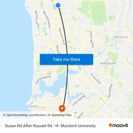 Susan Rd After Russell Rd to Murdoch University map