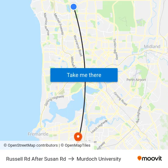 Russell Rd After Susan Rd to Murdoch University map