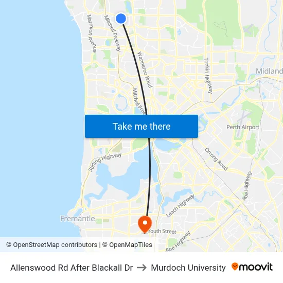 Allenswood Rd After Blackall Dr to Murdoch University map