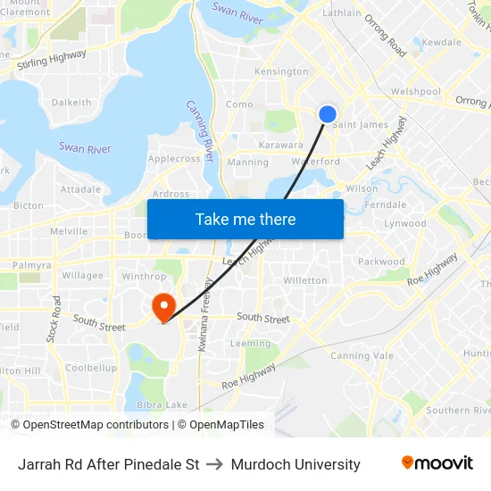 Jarrah Rd After Pinedale St to Murdoch University map