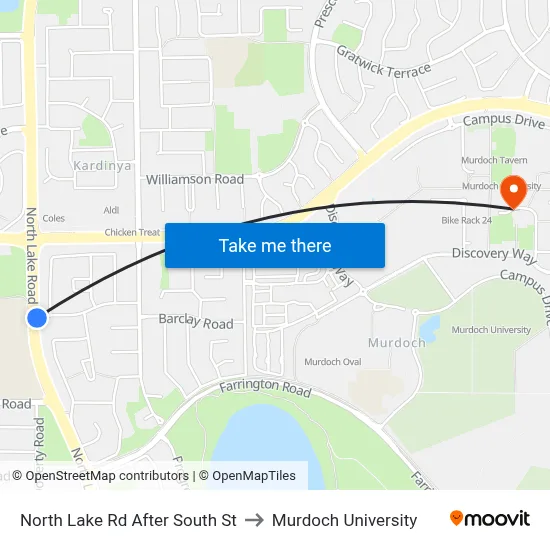 North Lake Rd After South St to Murdoch University map