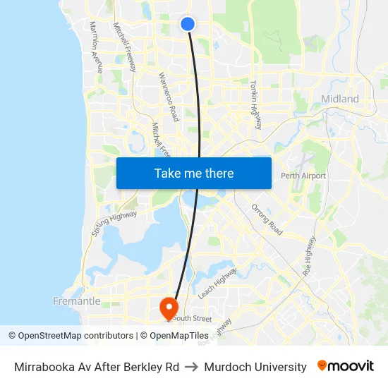 Mirrabooka Av After Berkley Rd to Murdoch University map