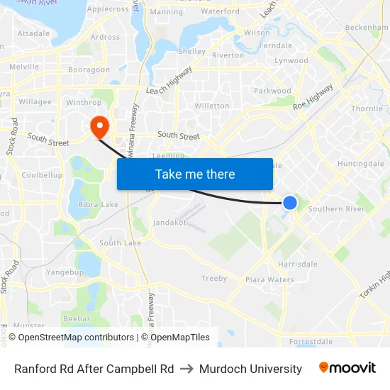 Ranford Rd After Campbell Rd to Murdoch University map